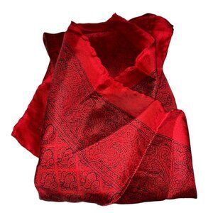 Handicraft HOLIDAY Christmas Red black paisley 100% Silk mens pocket squ…